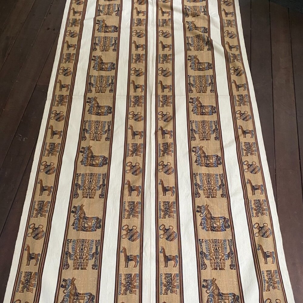 Peru Guatemala Folk Art Tribal Quetzal Woven Tapestry Fabric 104.5" x 54
